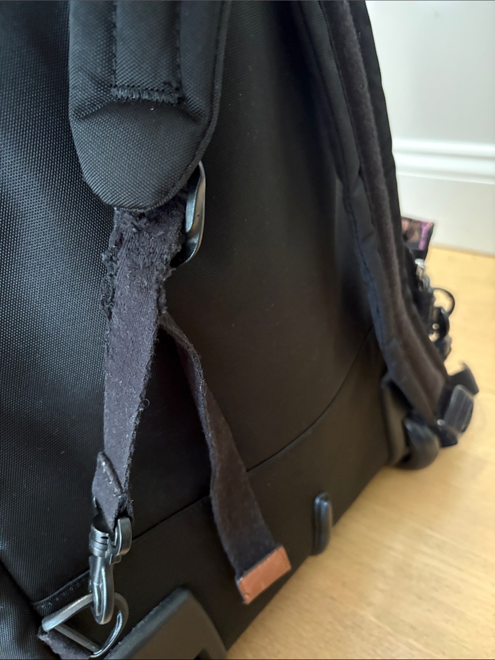 Vera Bradley Black Wheeled Backpack with Floral Interior - Picture 13 of 14